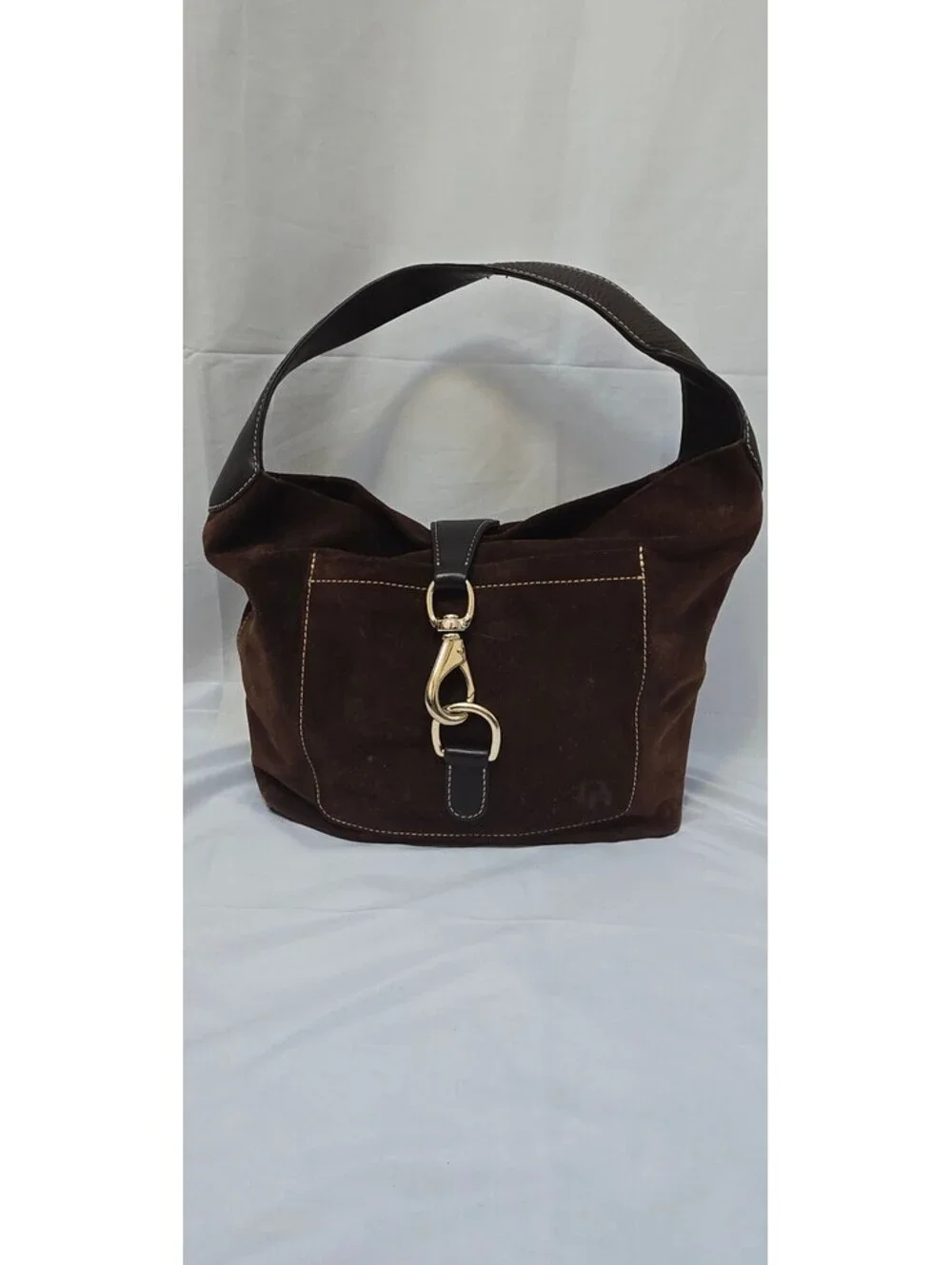 Dooney & Bourke Brown Suede Leather Hobo Shoulder Bag